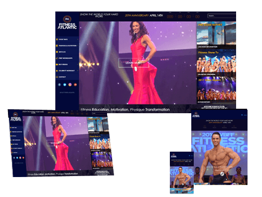 showcasing FitnessAtlantic.com responsiveness on multiple screens
