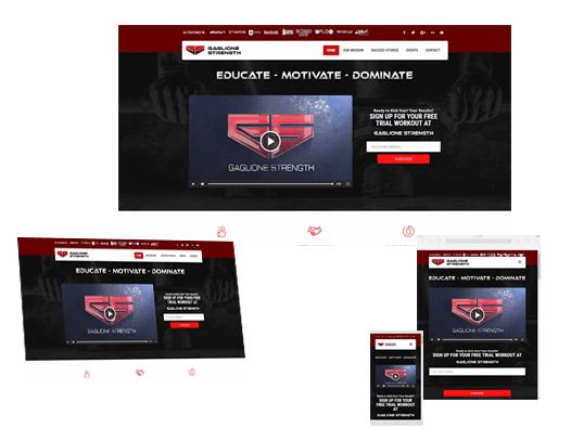 showcasing GaglioneStrength.com responsiveness on multiple screens