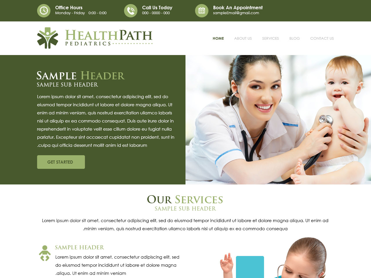 screenshot of Pediatrician website
