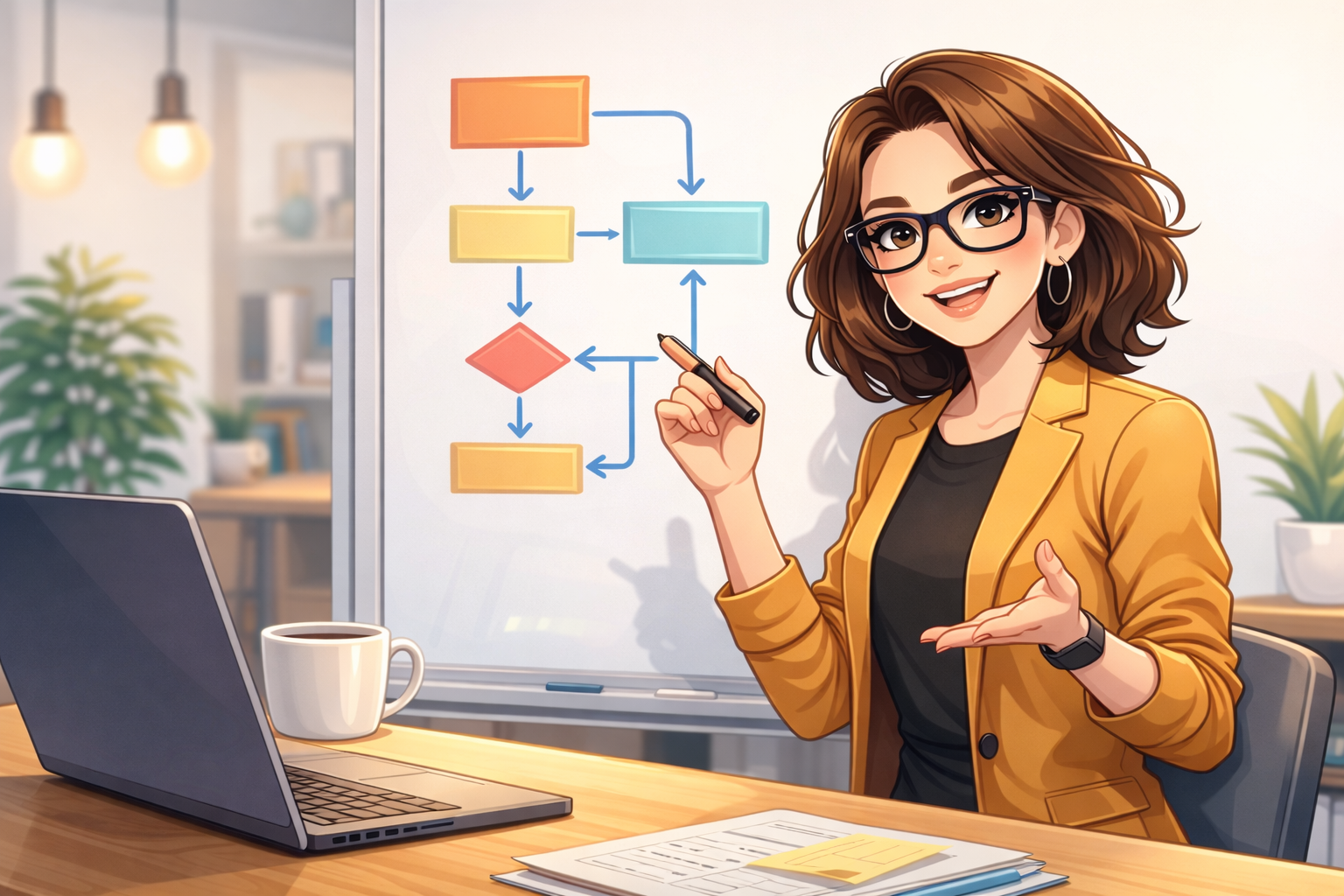 woman teaching at whiteboard